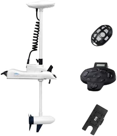 Haswing Bow Mount Trolling Motor 55lbs 54in - Remote & Foot, Quick Release | Fresh & Saltwater Ready, Wireless Foot-33ft, Remote-164ft, Black/White, Fits Boats up to 19ft, Req 13.7x8” Flat Mount Surface