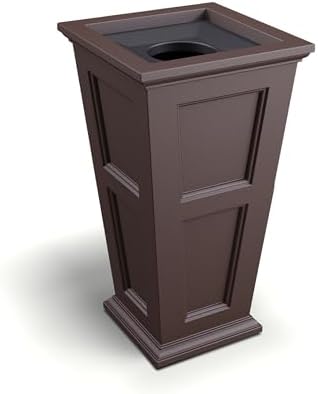 Mayne Fairfield 40in Tall Square Waste Bin with Liner, Espresso | Fade resistant, All season, Removable Liner and Lid, 15-year warranty