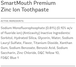 SmartMouth Anti-Cavity + Zinc Toothpaste - Fluoride Toothpaste for Cavity Prevention - Remineralizes Enamel - Sensitive Whitening - Alcohol-Free