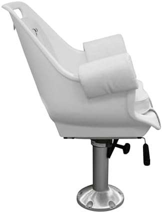 Wise 8WD007-6-710 Deluxe Pilot Chair with Cushions, Mounting Plate, Adjustable Height Pedestal and Seat Slide | Roto-molded marine grade frame