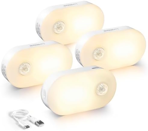 Lyridz Rechargeable Battery Night Light with Motion Sensor, 4-Pack