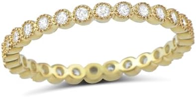 SILVERCLOSEOUT Rhodium Plated Sterling Silver Cz Cubic Zirconia Stackable Womens Eternity Band Promise Ring for Ladies (Size 4-11)