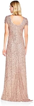 Adrianna Papell Womens Short-Sleeve All Over Sequin Gown