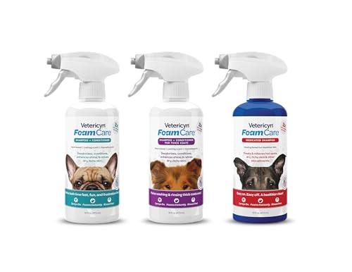 Vetericyn FoamCare Medicated Dog Shampoo - Instant Foaming, Spray-On Hypoallergenic Shampoo, Medicated Formula for Sensitive Skin, Safe for Dogs and Cats. 16 Ounce