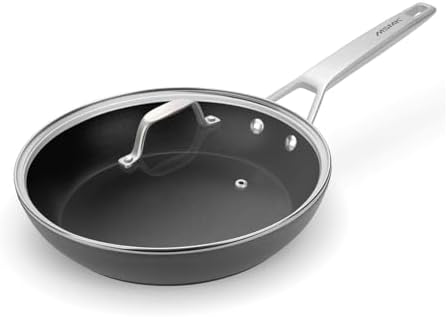 MsMk 12 Inch Nonstick Frying pan with Lid, Grey Large Cooking Pan Skillet