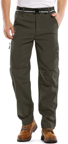 Men's Waterproof Pants Fleece Lined Insulated Winter Hiking Ski Snow Pants