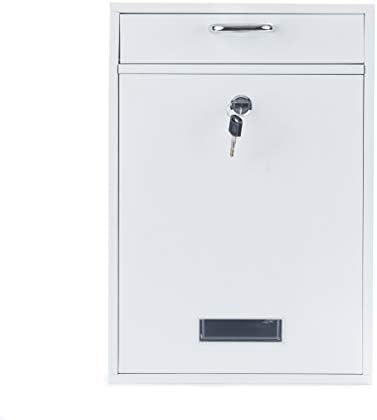 Wall Mounted Locking Vertical Dropbox Mailbox - Safe and Secure (Large) | Made with Galvanized Steel (Black)