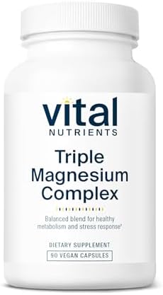 Vital Nutrients Triple Magnesium Complex Supplement | Vegan Magnesium Glycinate, Malate & Oxide 250mg | Easily Absorbed Magnesium Supplement for Stress, Muscle, Heart, Bone Support | 90 Capsules