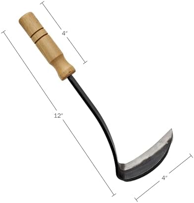 Kings County Tools Japanese Made Weeding Sickle Tool | Nejiri Kama | Razor Sharp 4" Drop Forged Steel Blade | Designed for Strength, Durability