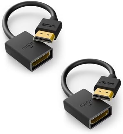 VCE 2-Pack HDMI Male to Female Swivel Adapter HDMI Extension Gold Plated Converter for Google Chrome Cast, Roku Streaming Stick | 4K@60Hz