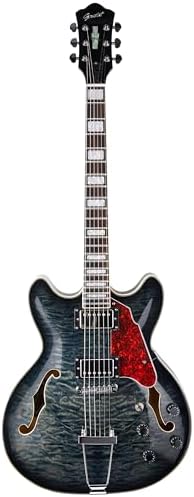 GROTE Jazz Electric Guitar Semi-Hollow Body Trapeze Tailpiece Bridge Guitar Gig Bag (RED)