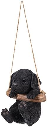 Hi-Line Gift Ltd Hanging Black Lab Puppy Resin Statue, Realistic Animal, 4.2 x 4 x 5 inches, Home & Garden Decor, Gift for Dog Lovers