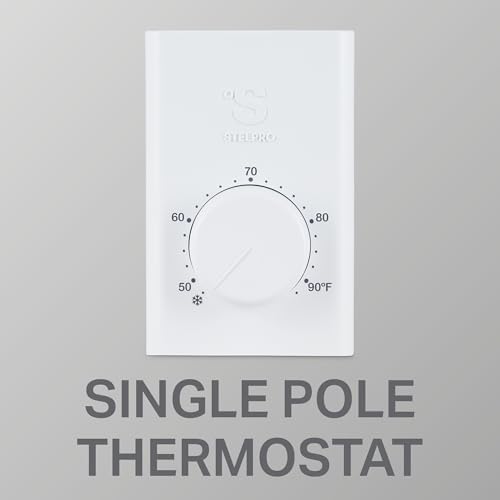 Stelpro Line Voltage Wall Thermostat - Single Pole 240V - SWT1F - White | Fits electric baseboards convectors and fan heaters, Mechanical dial, No batteries or programming, 240V rated