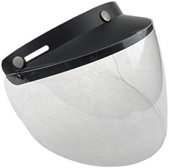 WANCAR Standard 3-Snap Button Universal Visor for Open Face Motorcycle Helmet Wind Shield Flip Up Down(Clear)