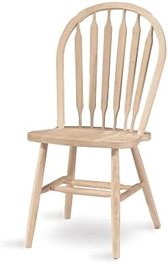 IC International Concepts Solid Wood Windsor ArrowBack Chair, Unfinished