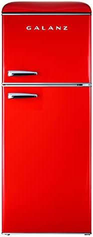 Galanz GLR46TRDER Retro Compact Refrigerator with Freezer Mini Fridge with Dual Door, Adjustable Mechanical Thermostat, 4.6 Cu Ft, Red