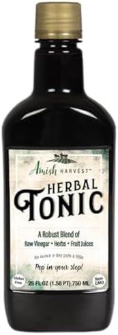 Sipping Apple Cider Vinegar Tonic – 1-Pack of Amish Harvest Elixir with 25 Herbs & Juices like Wildcrafted Apple Cider Vinegar with Mother &