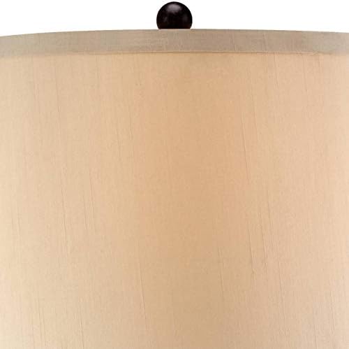 Cage 33" Large Table Lamp Mission Night Light Champagne Nightlight | Brushed Bronze Brown Iron Glass Living Room Bedroom House Bedside Nightstand Home Office Entryway Beige Drum