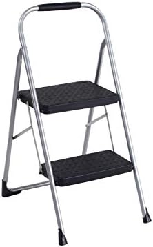 Cosco 11408PBL1E Three Step Big Step Folding Step Stool with Rubber Hand Grip, Grey
