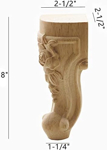 WEICHUAN Solid Wood Replacement Furniture Sofa Couch Legs 8 inch Set of 4