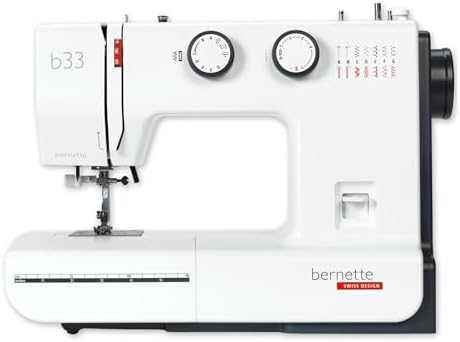 Bernette B33 Swiss-Designed Mechanical Sewing Machine | 15 Stitches, Semi‑Automatic Needle Threader, 5 mm Stitch Width, 2‑Step Presser Foot Lift