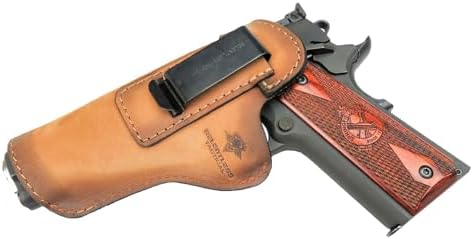 The Defender Leather IWB Holster for 1911 Style Handguns – Standard or Sweat Shield Versions – Made in USA – Fits Kimber, Colt, S&W, Sig Sauer, Ruger, Remington