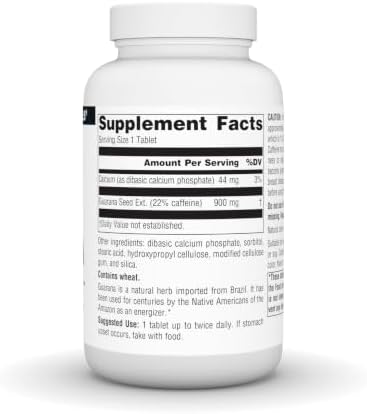 Source Naturals Guarana Energizer, 900 mg -100 Tablets | Energy Booster
