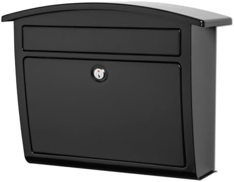 Architectural Mailboxes Dal Rae Galvanized Steel, Locking, Wall Mount Mailbox, 2562B-10, Black, Medium Capacity