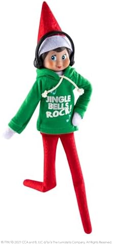 Elf On The Shelf Boy with Jingle Jam Hoodie Set - Blue Eyed Boy Elf Doll with Book and Hoodie with DJ Headphones - Customize Your Elf with Unique DJ