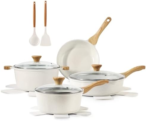 SENSARTE Nonstick Ceramic Cookware Set, 13-pcs Non-toxic Pots and Pans Set | Healthy Kitchen Cooking Set with Stay-Cool Handles
