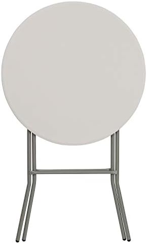 Flash Furniture Kathryn 31.5" Round All-Occasion Folding Bar Height Table for Parties and Commercial Events, Plastic Bar Height Folding Table, White