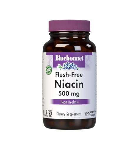 Bluebonnet Nutrition Flush-Free Niacin 500mg, for Nutritional Cardiovascular Support Vegetable Capsules, Soy/Dairy/Gluten Free, Non-GMO