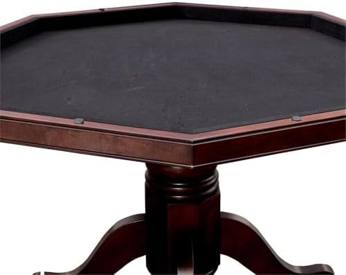 Furniture of America Deaton 48" x 48" Traditional 8-Sided Octagon-Shaped Wood Gaming Table with Inter-Changeable Top, Cupholder, Pedestal Legs