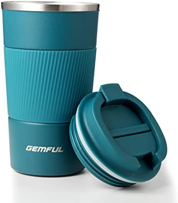 GEMFUL 2 Pack 17oz Insulated Travel Coffee Mug with Lid (Black/White)