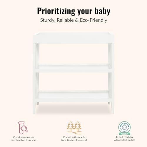 Dream On Me Clover Changing Table with Rounded Spindles in White