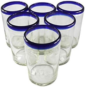 Fiesta Brands Mexican Blue Rimmed Drinking Glasses