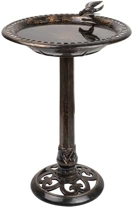 Alpine Corporation 33" Tall Outdoor Lotus Birdbath Yard Statue, Stunning Garden Accent to Attract Birds - Durable Polypropylene Construction for Patio, Deck, or Yard, Green