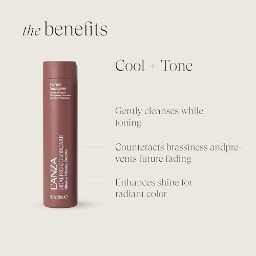 L'ANZA Healing Colorcare Purple Shampoo For Blondes & Highlights Purple Toning Shampoo, Neutralizes Brass, Brightens Blonde, Adds Shine, Repairs, Moisturizing, Color Safe, Sulfate Free