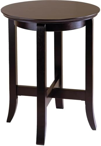 Pemberly Row Transitional Solid Wood End Table, 22 in H x 18 in W, Dark Espresso Finish, Flared Legs with Cross Bottom, Elegant Living Room, Bedroom
