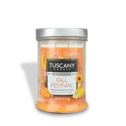 REAL Tuscany Candle Fall Festival Premium Marbled Wax 2-Wick Tumbler Large 18 Oz