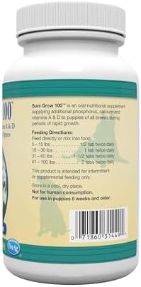 PetAg Sure Grow 100 - Promotes Optimal Bone Development in Puppies Eight Weeks and Older - with Calcium, Phosphorus