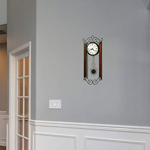 Howard Miller Carmen Pendulum Wall Clock – Wrought Iron Frame, Roman Numerals, Convex Glass Crystal, Quartz Movement