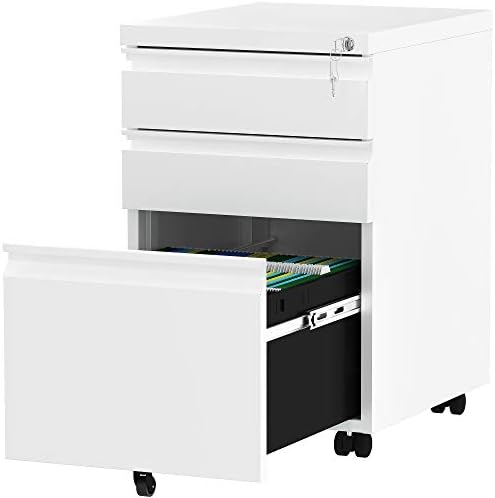 YITAHOME 3-Drawer Mobile File Cabinet with Lock | Office Storage Filing Cabinet for Legal/Letter Size