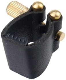 Soprano Saxophone Ligature Black Leather Ligature Fastener | Adjustable Screw, Sax Mouthpiece Ligature Fastener