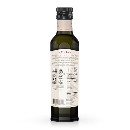 Lucini Italia Delicate Lemon Extra Virgin Olive Oil - EVOO Infused with Fresh Lemon - Olive Oil for Marinade, Grilling, Roasting, Baking - Non-GMO Verified, Whole30 Approved, Kosher, 250mL