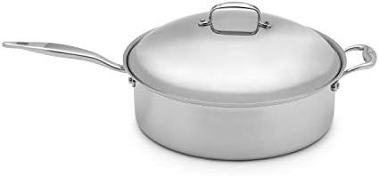 Heritage Steel 6 Quart Rondeau with Lid - Titanium Strengthened 316Ti Stainless Steel with 5-Ply Construction - Induction-Ready and Fully Clad, Made in USA