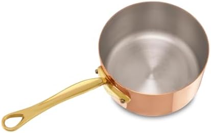 Mauviel M'Heritage 150 B 1.5mm Polished Copper & Stainless Steel Sauce Pan With Lid, And Brass Handles, 1.9-qt, Made in France