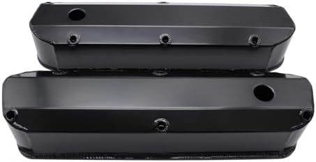 Black Fabricated Aluminum Tall Baffled Valve Covers Compatible for F-ord SBF V8 260 289 302 351W