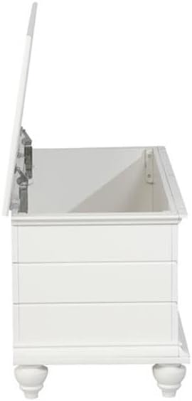 BOWERY HILL Transitional Rubberwood Cedar Chest, 40.5" W x 17.33" D x 19" H, MDF and Tupelo Veneer, White Finish, Faux Plank Details