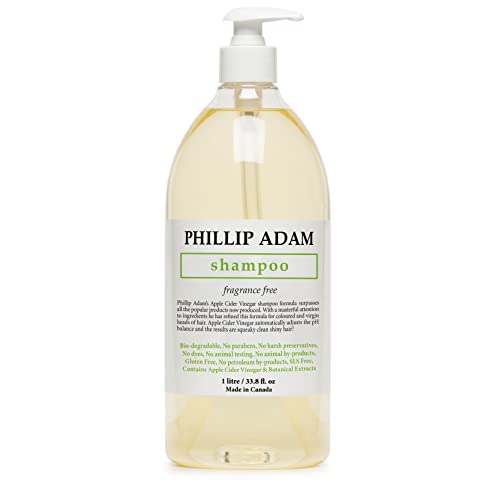 Phillip Adam Fragrance Free Shampoo - Sulfate Free and Paraben Free - For All Types of Hair - Balance pH of Hair and Scalp - 33.8 Ounce